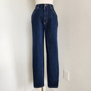 Vintage 80s Gloria Vanderbilt Dark Wash High Waisted Tapered Leg Mom Jeans 0